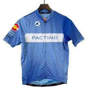Pactimo Mens XS Cycling Full Zip Jersey Shirt Blue Colorado